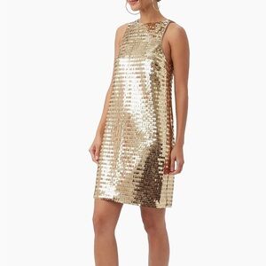 Trina Turk Koa Gold Tiki Tangle Sequin Shift Dress Size 2 6 8 NWT Party Glam